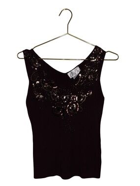 90’s/2000’s Kenneth Miller Sequin V-Neck Sleeveless Top Size Medium NWT